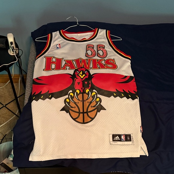 Adidas Hawks Basketball Jersey - White, Red, and Black - Picture 1 of 5